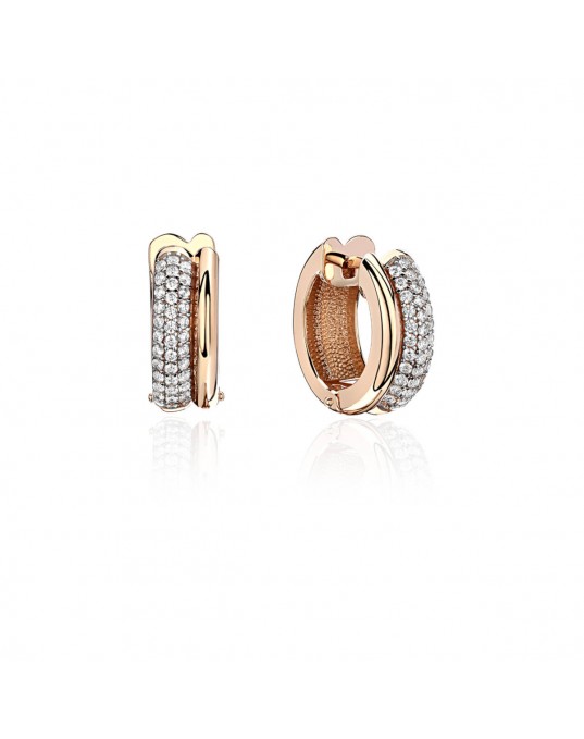 Серьги конго из красного золота 585 пробы с фианитами 01С1113946Р
