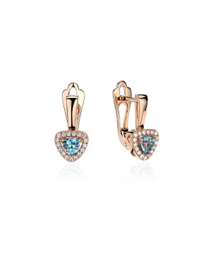 Серьги из красного золота 585 пробы с топазами и фианитами 01С3113965-1