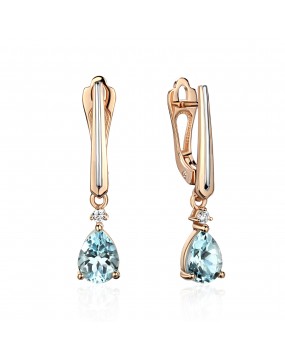 Серьги из красного золота 585 пробы с топазами и фианитами 01С3114177Р-1