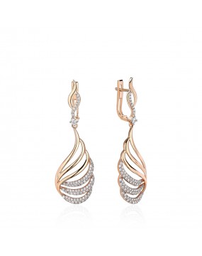 Серьги из красного золота 585 пробы с фианитами 01С1113411Р