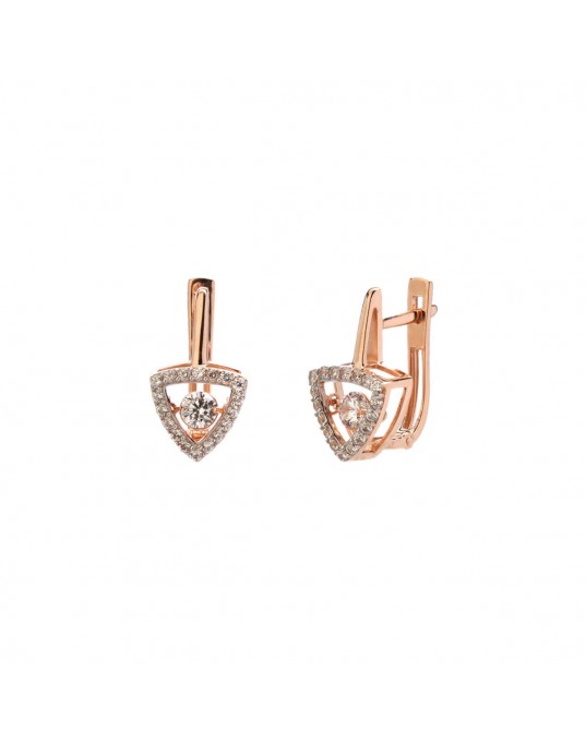 Серьги из красного золота 585 пробы с фианитами 01С1113369Р