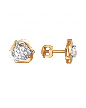 Серьги из красного золота 585 пробы с фианитами 01С1111475Р