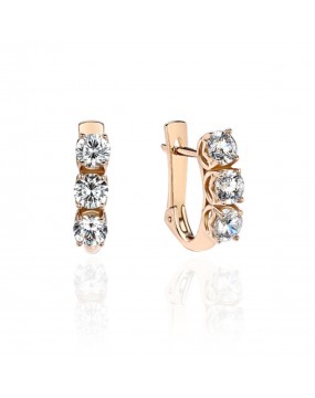 Серьги из красного золота 585 пробы с фианитами 01С119302