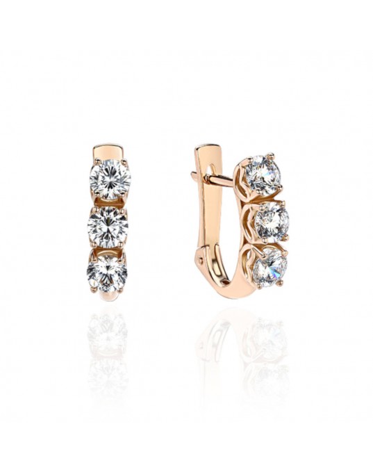 Серьги из красного золота 585 пробы с фианитами 01С119302