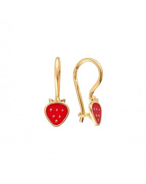 Серьги детские из желтого золота 585 пробы с эмалью 01С039242Э