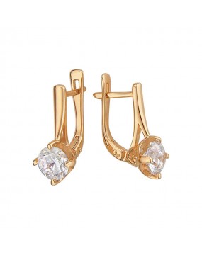 Серьги из красного золота 585 пробы с фианитами 01С119288
