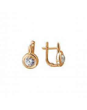 Серьги из красного золота 585 пробы с фианитами 01С1112989