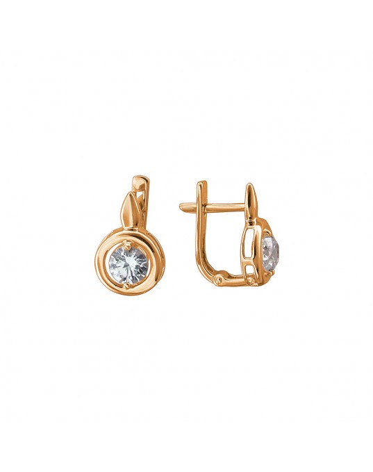 Серьги из красного золота 585 пробы с фианитами 01С1112989