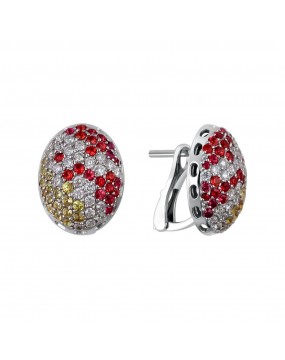 Серьги из белого золота 750 пробы с сапфирами и бриллиантами 01С675795-1