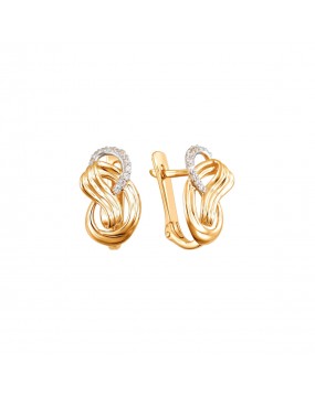 Серьги из красное золота 585 пробы с фианитом 01С1111977Р. Размер: б/р