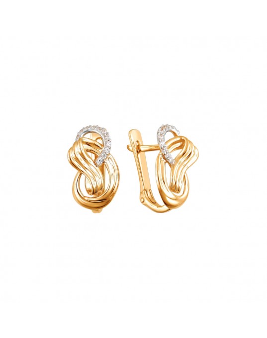 Серьги из красное золота 585 пробы с фианитом 01С1111977Р. Размер: б/р