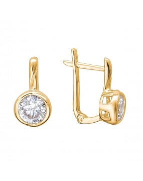 Серьги из желтого золота 585 пробы с фианитами 01С1312768