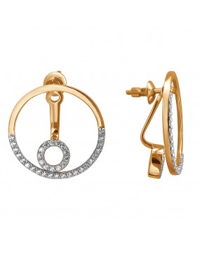 Серьги из красного золота 585 пробы с фианитами 01С1113022Р