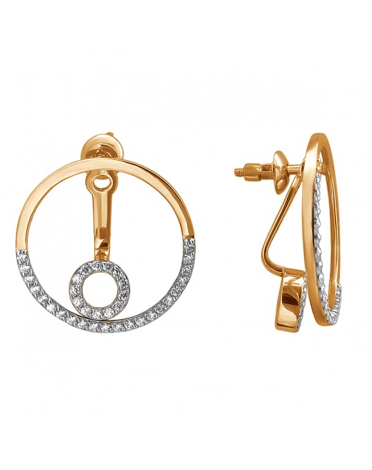 Серьги из красного золота 585 пробы с фианитами 01С1113022Р