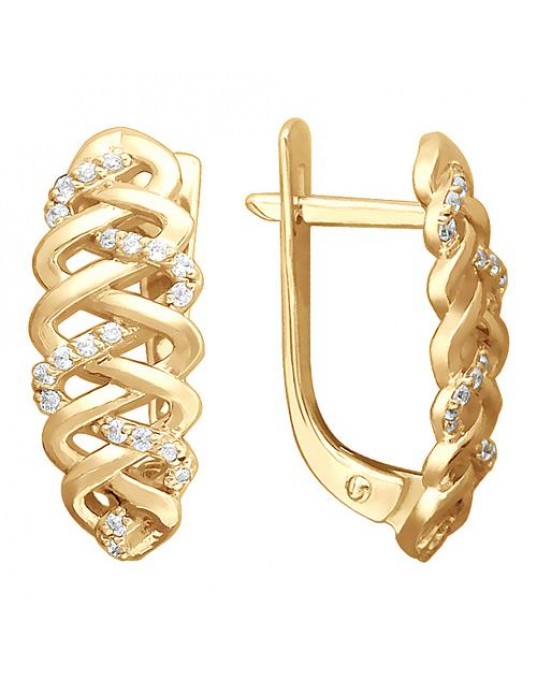 Серьги из красного золота 585 пробы с фианитами 01С116449