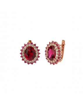 Серьги из золоченого серебра 925 пробы с фианитами и корундами 01С2513442А-2