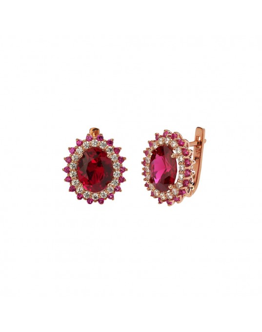Серьги из золоченого серебра 925 пробы с фианитами и корундами 01С2513442А-2