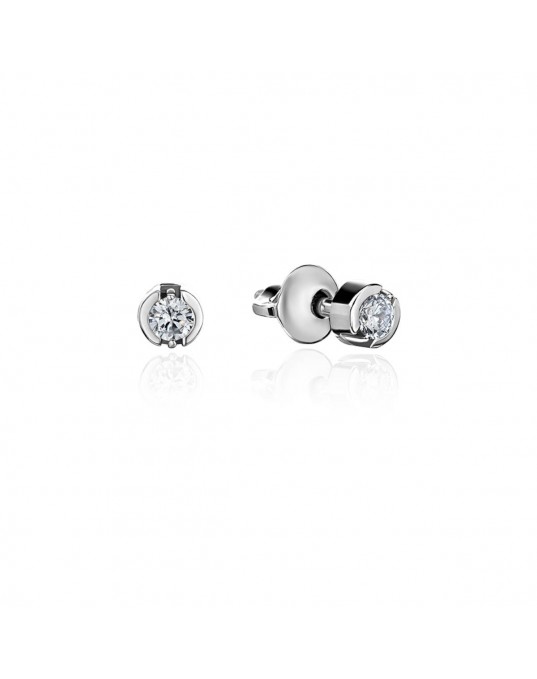 Серьги из белого золота 585 пробы с фианитами 01С125754
