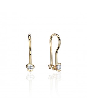 Серьги из желтого золота 585 пробы с фианитами 01С138537