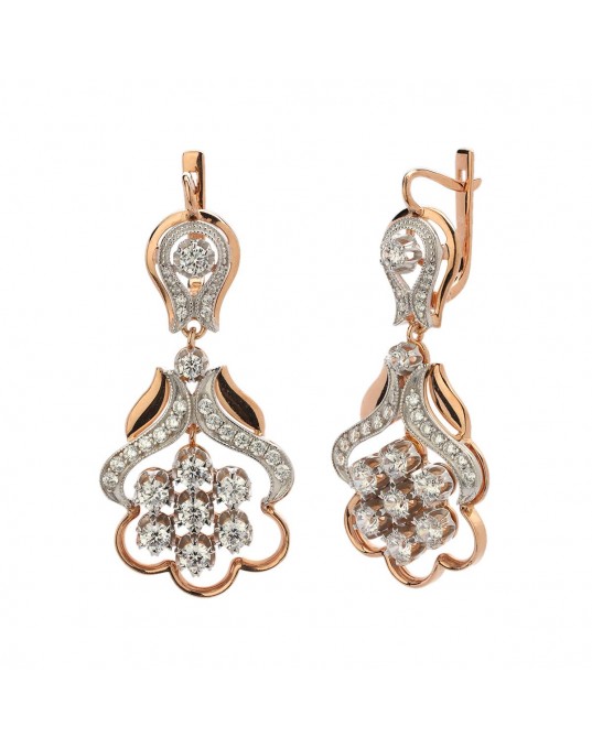 Серьги из золоченого серебра 925 пробы с фианитами 01С1513891РА