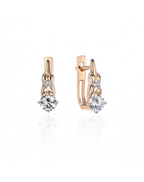 Серьги из красного золота 585 пробы с фианитами 01С1112327Р