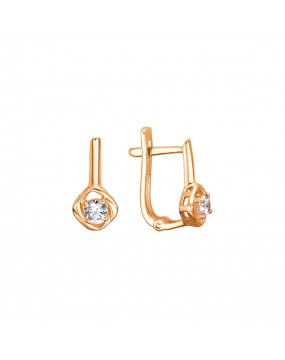 Серьги из красного золота 585 пробы с фианитами 01С1112767