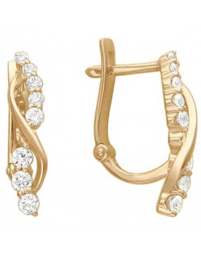 Серьги из красного золота 585 пробы с фианитами 01С116534
