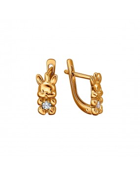 Серьги из красного золота 585 пробы с фианитами 01С1111663