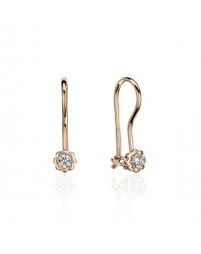 Серьги из красного золота 585 пробы с фианитами 01С116470