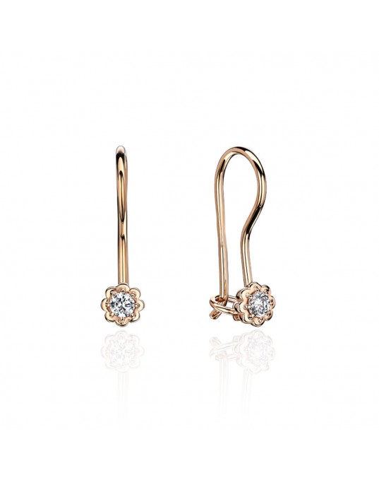 Серьги из красного золота 585 пробы с фианитами 01С116470