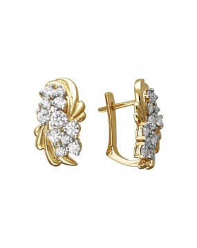 Серьги из желтого золота 585 пробы с фианитами 01С1312205Р