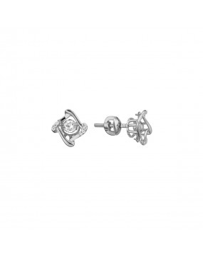 Серьги из белого золота 585 пробы с фианитами 01С1211854