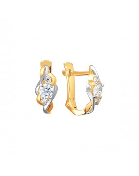 Серьги из красного золота 585 пробы с фианитами 01С1112308Р