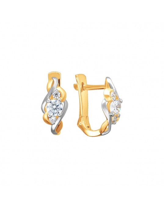 Серьги из красного золота 585 пробы с фианитами 01С1112308Р