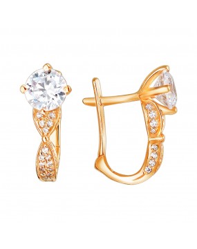 Серьги из золоченого серебра 925 пробы с фианитами 01С156257А