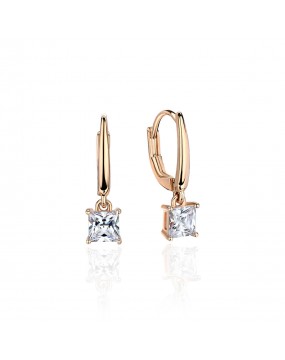 Серьги из красного золота 585 пробы с фианитами 01С1113774. Размер: б/р