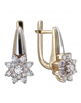 Серьги из желтого золота 585 пробы с фианитами 01С1311706Р