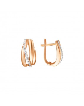 Серьги из красного золота 585 пробы с фианитами 01С1113067Р