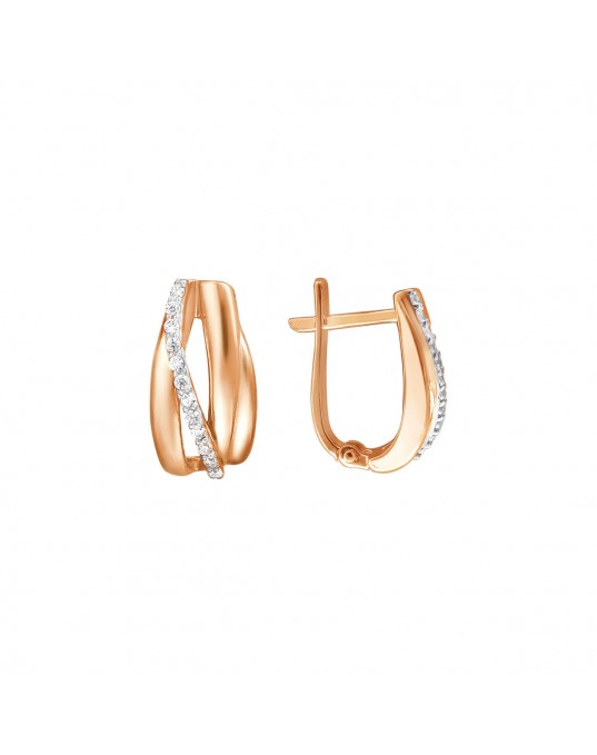 Серьги из красного золота 585 пробы с фианитами 01С1113067Р