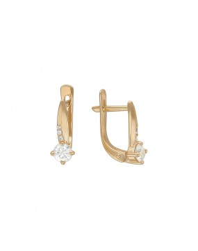 Серьги из красного золота 585 пробы с фианитами 01С115829