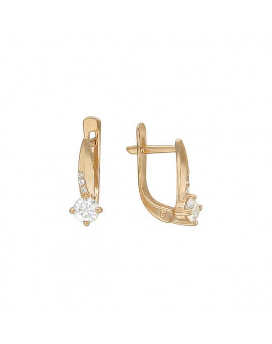 Серьги из красного золота 585 пробы с фианитами 01С115829