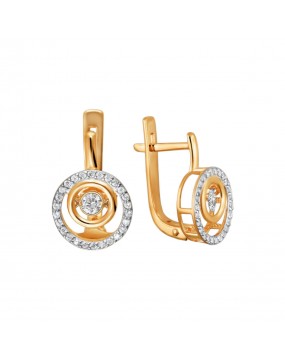 Серьги из красного золота 585 пробы с фианитами 01С1111863Р