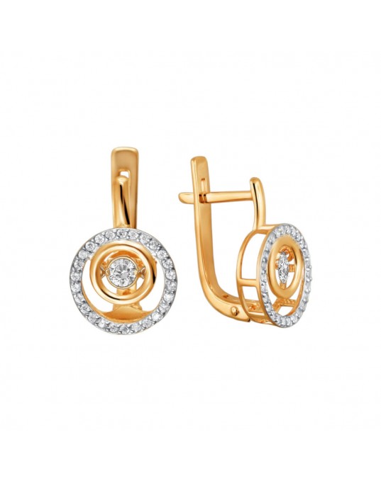 Серьги из красного золота 585 пробы с фианитами 01С1111863Р