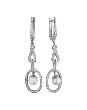 Серьги из серебра 925 пробы с жемчугом 01С2510720-1