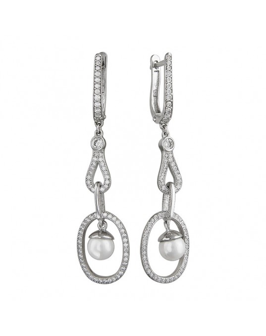 Серьги из серебра 925 пробы с жемчугом 01С2510720-1