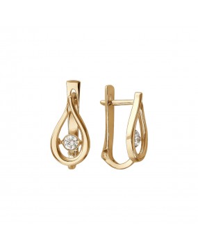 Серьги из красного золота 585 пробы с фианитами 01С117958