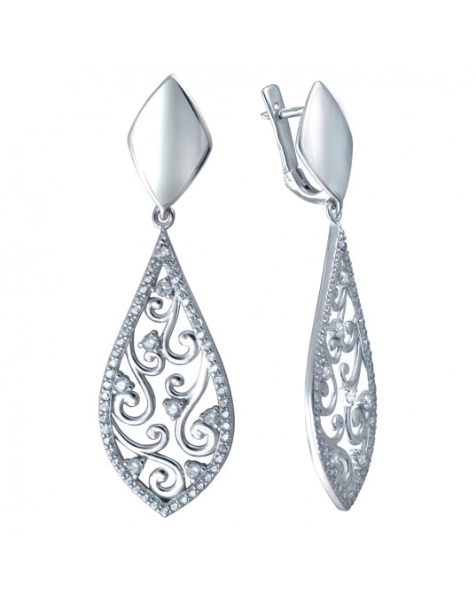 Серьги из серебра 925 пробы с фианитами 01С1510926