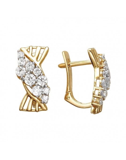 Серьги из желтого золота 585 пробы с фианитами 01С1312203Р