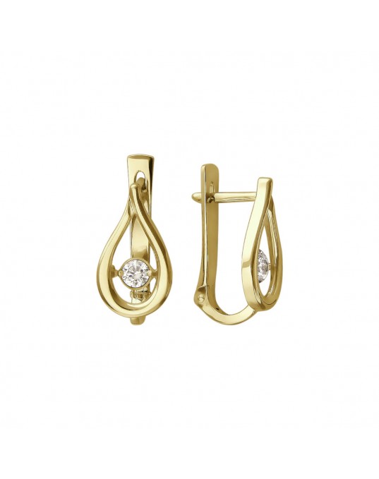 Серьги из желтого золота 585 пробы с фианитами 01С137958