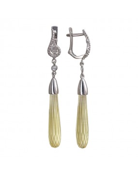 Серьги из серебра 925 пробы с фианитами и стеклом 01С259664-2